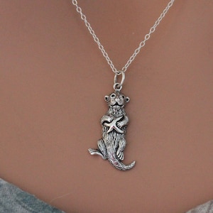 Sterling Silber Seeotter Anhänger mit Seestern Halskette, Silber Seeotter Anhänger mit Seestern Halskette, entzückende Seeotter Halskette,
