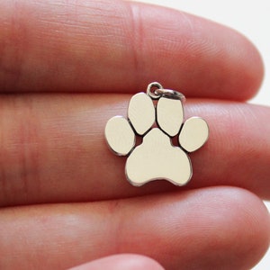 Sterling Silver Paw Print Charm, Sterling Silver Paw Print Pendant, Silver Paw Print Charm, Silver Paw Print Pendant, Paw Print Charm