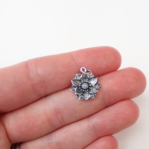 Sterling Silver Realistic Lotus Flower Charm, Silver Realistic Lotus Flower Charm, Realistic Lotus Flower Charm, Lotus Flower Charm