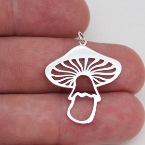 Sterling Silver Openwork Mushroom Pendant, Silver Openwork Mushroom Pendant, Sterling Silver Openwork Mushroom Charm, Silver  Mushroom Charm