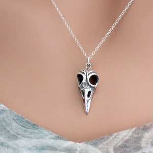 Sterling Silver Large Bird Skull Charm Necklace, Sterling Silver Bird Skull Charm, Silver Large Bird Skull Pendant, Silver Bird Skull Charm