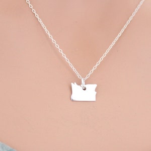 Sterling Silver State Charm - Oregon State Necklace, Silver Oregon State Charm Necklace, Oregon State Charm Necklace, Oregon State Necklace