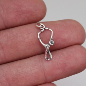 Sterling Silver Stethoscope Charm, Sterling Silver Stethoscope Pendant, Silver Stethoscope Charm, Silver Stethoscope Charm,Stethoscope Charm