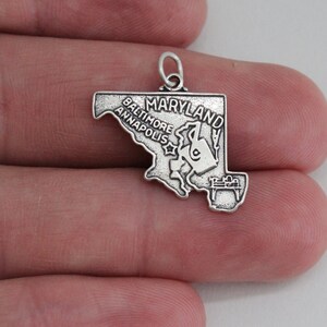 Sterling Silver Maryland Charm, Sterling Silver Maryland State Charm, Silver Maryland State Pendant, Maryland State Charm, Maryland Charm