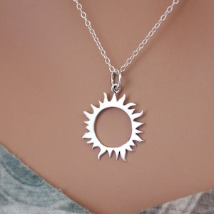 Sterling Silver Eclipse Charm - Sun Charm Necklace, Sterling Silver Sun Charm, Silver Eclipse Sun Charm Necklace,Sun Pendant Necklace