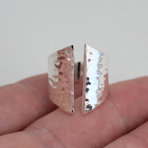 Sterling Silver Adjustable Hammered Shield Ring, Silver Adjustable Hammered Shield Ring, Adjustable Hammered Shield Ring, Shield Ring