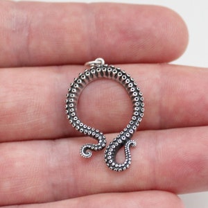 Sterling Silver Octopus Tentacle Pendant, Sterling Silver Octopus Tentacle Charm, Silver Octopus Tentacle Charm, Octopus Tentacle Charm