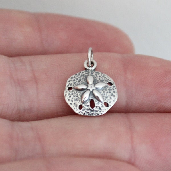 Sterling Silver Sand Dollar Charm, Silver Sand Dollar Charm, Silver Beach Sand Dollar Charm, Silver Sand Dollar Pendant, Sand Dollar Charm