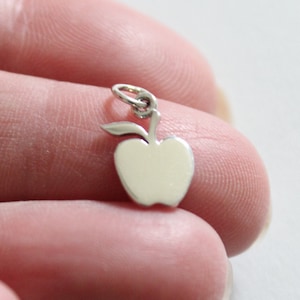 Sterling Silver Apple Cutout Charm, Apple Charm, Apple Charm for Teacher, Gift for Teacher, Fruit Lover Charm, Health Charm