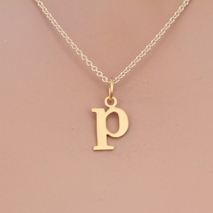 Gold Typewriter Lowercase P Initial Necklace, P Letter Necklace, Lowercase Initial Necklace, 24K Gold Plated P Letter Necklace, Initial P
