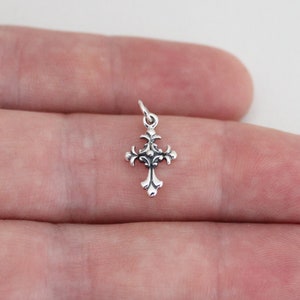 Sterling Silver Textured Cross Charm, Silver Textured Cross Charm, Silver Textured Cross Pendant, Textured Cross Pendant, Cross Charm