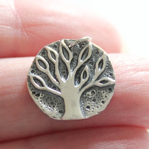 Sterling Silver Ancient Tree Coin Charm, Silver Ancient Tree Coin Pendant, Ancient Tree of Life Coin Charm, Ancient Greek Tree Coin Charm
