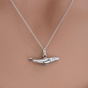 Sterling Silver Whale Charm Necklace, Sterling Silver State of Whale Charm Necklace, Silver Whale Charm Necklace, Humpback Whale Necklace