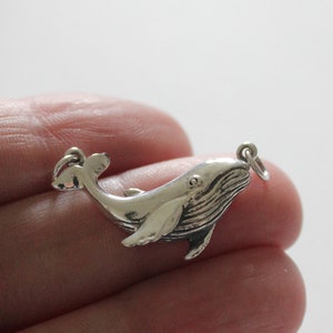 Sterling Silver Humpback Whale Pendant Necklace, Silver Humpback Whale Charm, Humpback Whale Pendant, Humpback Pendant
