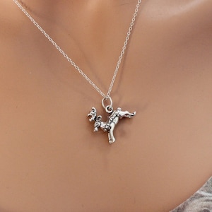 Sterling Silver Reindeer Charm Necklace, Sterling Silver Oxidized Reindeer Charm Necklace, Silver Reindeer Charm Necklace, Reindeer Necklace