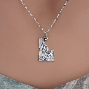 Sterling Silver Idaho State Charm Necklace, Sterling Silver State of Idaho Charm Necklace, Silver Idaho Charm Necklace, Idaho State Necklace
