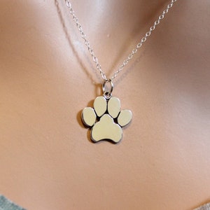 Sterling Silver Paw Print Pendant Necklace, Silver Paw Print Charm Necklace, Silver Paw Print Necklace, Sterling Silver Paw Print Necklace
