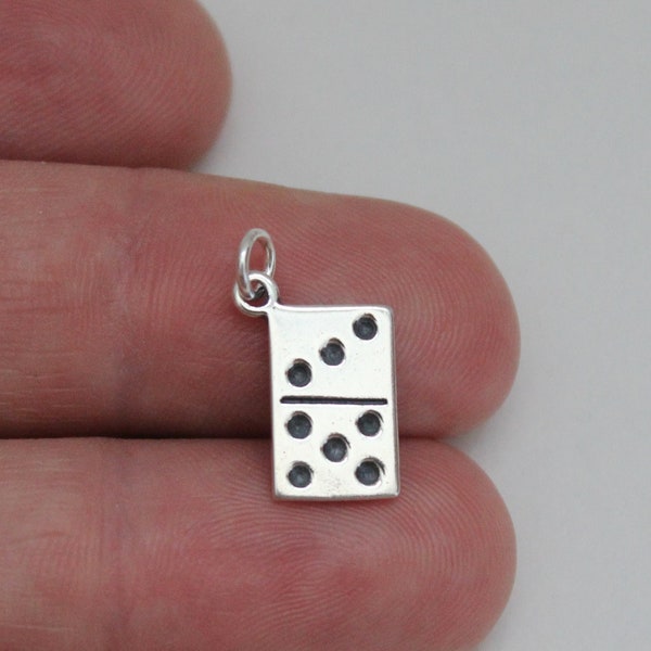 Sterling Silver Reversible Domino Charm, Sterling Silver Reversible Domino Pendant, Silver Reversible Domino Charm, Reversible Domino Charm