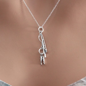 Sterling Silver Fishing Pole with Fish Necklace, Sterling Silver Fishing Pole with Fish Charm Necklace, Fishing Pole with Fish Necklace