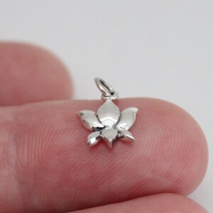 Sterling Silver Textured Blooming Lotus Flower Charm, Sterling Silver Textured Blooming Lotus Charm, Silver Blooming Lotus Flower Charm