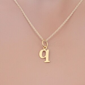 Gold Typewriter Lowercase Q Initial Necklace, Q Letter Necklace, Lowercase Initial Necklace, 24K Gold Plated Q Letter Necklace, Initial Q