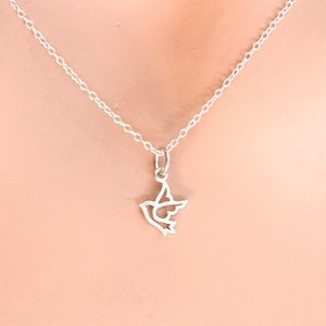 Sterling Silver Peace Dove Charm Necklace, Sterling Silver Peace Dove Necklace, Sterling Silver Bird Necklace, Silver Dove Bird Necklace