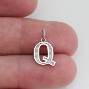 Sterling Silver Uppercase Q Initial Charm, Sterling Silver Uppercase Q Letter Charm, Uppercase Q Pendant, Uppercase Q Charm, Q Pendant