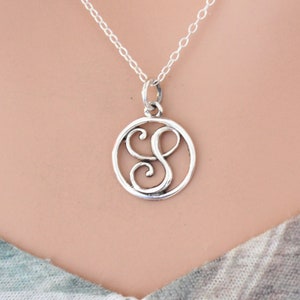 Sterling Silver Cursive Letter S Initial Necklace