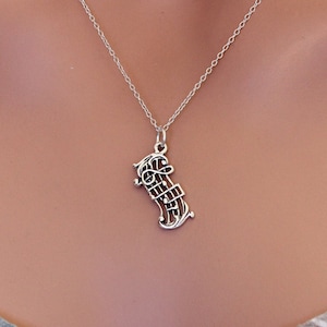 Sterling Silver Oxidized Music Staff Charm Necklace, Sterling Silver Music Staff Charm Necklace, Silver Music Staff Necklace, Music Necklace