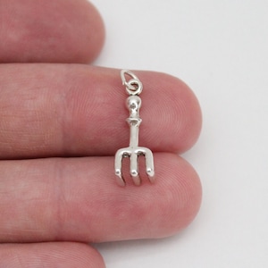 Sterling Silver Garden Rake Charm, Sterling Silver 3D Oxidized Garden Rake Charm, Silver 3D Oxidized Garden Rake Pendant, Garden Charm