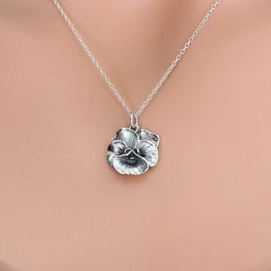 Sterlingzilveren viooltje bloem bedelketting, sterlingzilveren viooltje bloem ketting, zilveren viooltje bloem ketting, viooltje bloem ketting