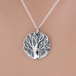 Sterling Silber Halskette mit antiken Baum Münze, Silber Halskette mit antiken Baum Münze, Antiker Baum des Lebens Halskette
