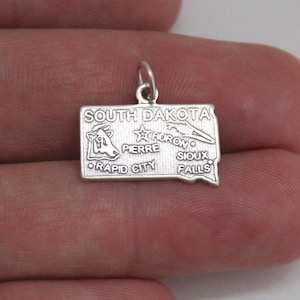 Sterling Silver South Dakota  Charm, Sterling Silver State of South Dakota Charm, Sterling Silver South Dakota Pendant, South Dakota Charm