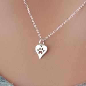 Sterling Silver Paw Print Necklace, Puppy Paw Print Cutout Necklace, Dog Paw Print Charm Necklace, Cat Paw Print Cutout Necklace, Paw Print
