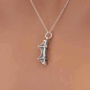 Sterling Silver Golden Gate Charm Necklace, Sterling Silver 3D Golden Gate Bridge Necklace, Silver Oxidized 3D Golden Gate Bridge Necklace