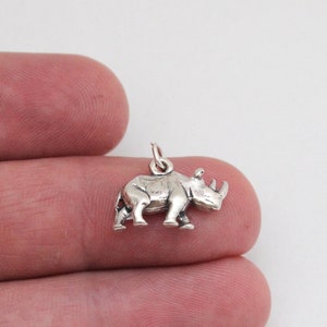 Sterling Silver Rhinoceros Charm, Sterling Silver Rhinoceros Pendant, Silver Rhinoceros Charm, Silver Rhinoceros Pendant, Rhinoceros Charm