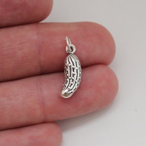 Sterling Silver Dill Pickle Charm, Sterling Silver Dill Pickle Pendant, Silver Dill Pickle Charm, Silver Dill Pickle Pendant, Pickle Charm