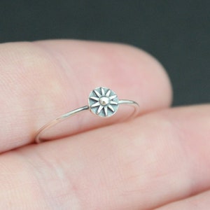 Sterling Silver Raised Sun Stacking Ring, Sterling Silver Sun Stacking Ring, Silver Sun Stacking Ring, Sun Stacking Ring, Raised Sun Ring