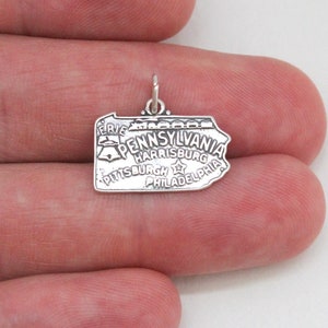 Sterling Silver Pennsylvania State Charm, Sterling Silver State of Pennsylvania Charm, Silver Pennsylvania State Charm, Pennsylvania Charm