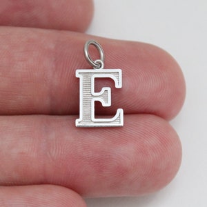 Sterling Silver Uppercase E Initial Charm Pendant, Sterling Silver Uppercase E Letter Charm, Uppercase E Pendant, Uppercase E Charm