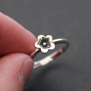 Sterling Silver Cherry Blossom Ring, Silver Cherry Blossom Ring, Flower Ring, Adorable Flower Ring, Solitaire Flower Ring, Minimalist Flower