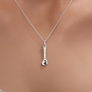 Sterling Silver Wrench Charm Necklace: Tool Jewelry