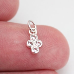 Sterling Silver Clear Nano Gem Cluster Charm, Sterling Silver Clear Nano Gem Cluster Pendant, Silver Clear Nano Gem Cluster Charm