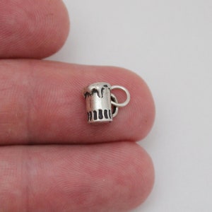 Sterling Silver Beer Mug Charm, Sterling Silver Cheers Beer Mug Charm, Silver Beer Mug Charm, Silver Beer Charm, Beer Pendant, Beer Charm