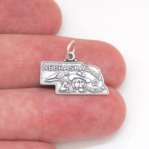 Sterling Silber Nebraska Charme, Sterling Silber Bundesstaat Nebraska Charme, Silber Bundesstaat Nebraska Charm, Silber Bundesstaat Nebraska Anhänger