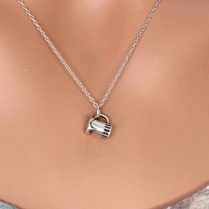 Sterling Silver Beer Mug Charm Necklace, Sterling Silver Cheers Beer Mug Charm Necklace, Silver Beer Mug Charm Necklace, Beer Mug Necklace