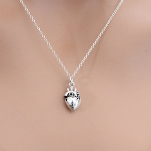 Sterling Silver Small 3D Anatomical Heart Charm Necklace, Sterling Silver Small Anatomical Heart Charm Necklace, Silver Heart Charm Necklace