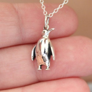 Sterling Silver Penguin Charm Necklace: Adorable Sea Bird Pendant