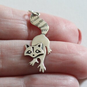 Sterling Silver Raccoon Pendant Necklace, Raccoon Charm Necklace, Silver Raccoon Charm Necklace, Adorable Raccoon Necklace, Raccoon Necklace