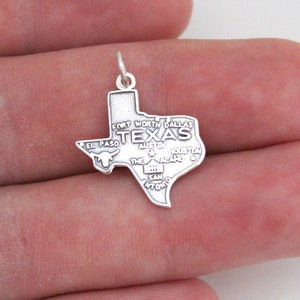 Sterling Silver Texas State Charm, Sterling Silver State of Texas Charm, Silver Texas State Charm, Texas State Charm